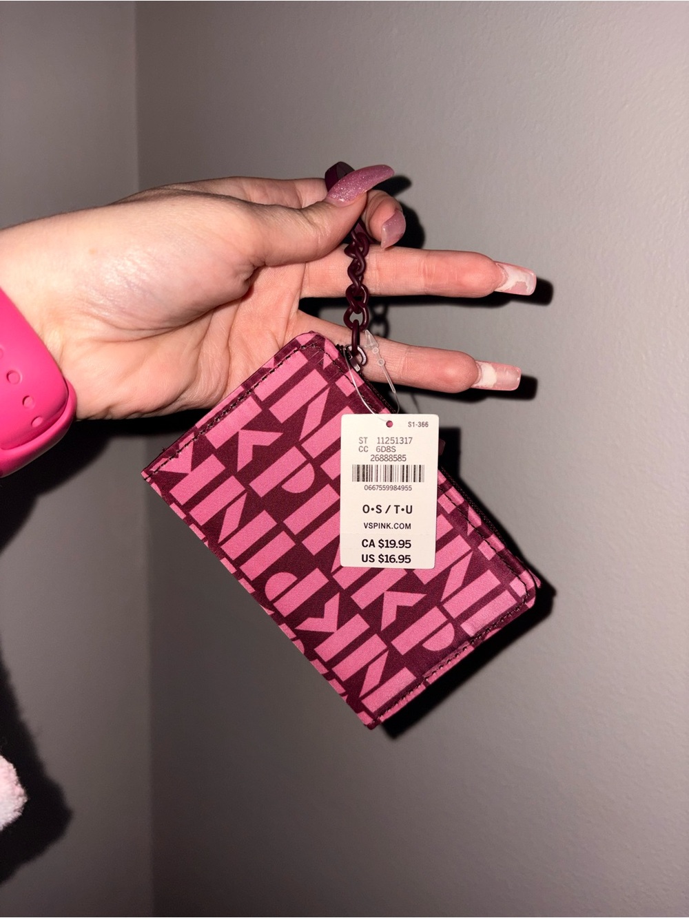 PINK Victoria's Secret Pink Patterned Card Holder Wristlet